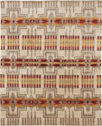 Pendleton Harding southwest wool rug with oatmeal background and terra cotta motifs.