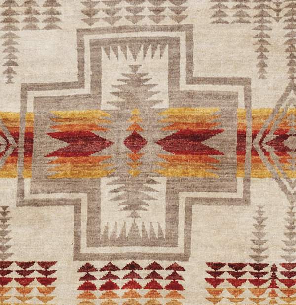 Pendleton Harding Southwest hand-knotted wool rug in oatmeal, taupe, and terra cotta.