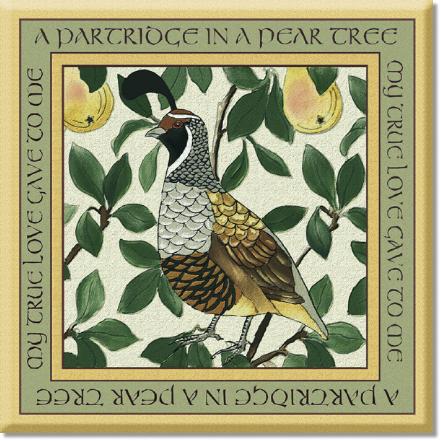 Holiday Partridge Tile - 6x6