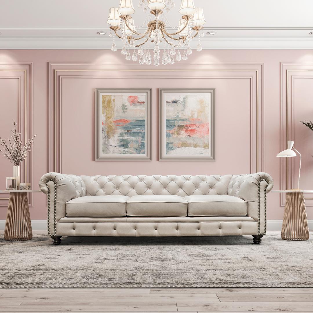 Remington Leather Chesterfield sofa group