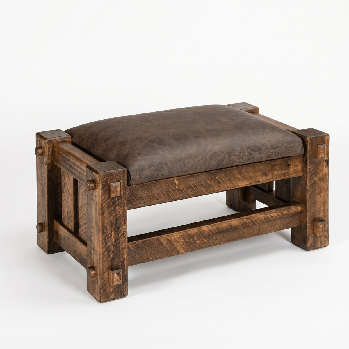 Mountain Roughsawn Wood Ottoman