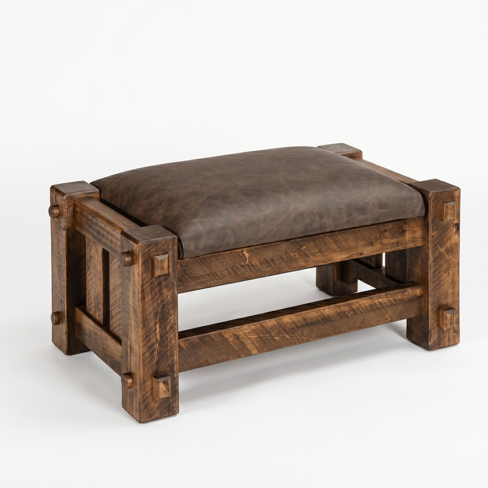 Mountain Roughsawn Wood Ottoman