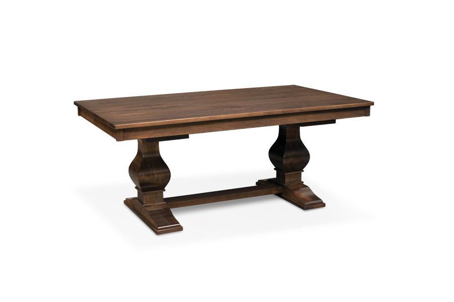 Crawford solid cherry double pedestal dining table in a hazelnut finish