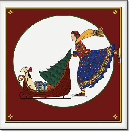 Sleigh Skater Holiday Tile - 6x6