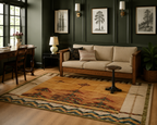 Stained Glass Gold Hand Knotted Rug