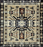 Pendleton Storm Falcon hand-knotted wool rug with beige, black, and brown Southwest geometric patterns.
