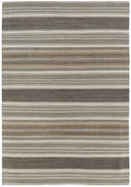 Pendleton hand-knotted wool rug with grey, tan, and gold serape stripes