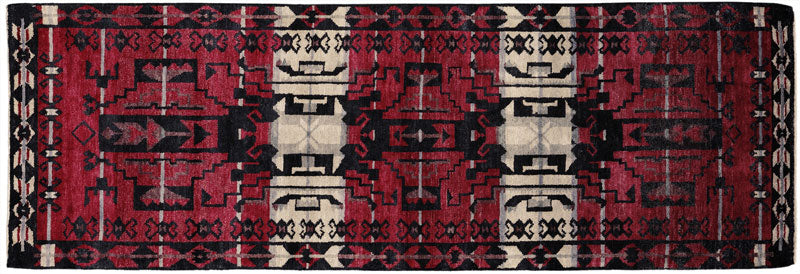 Pendleton Storm Cardinal Southwest hand-knotted wool runner rug in red, black, and ivory.
