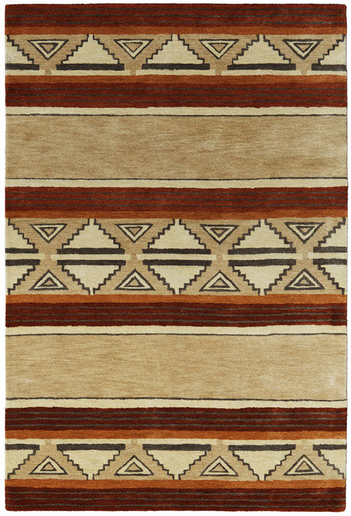 Pendleton Taos Southwest wool rug with beige, brick red, and mocha geometric patterns.