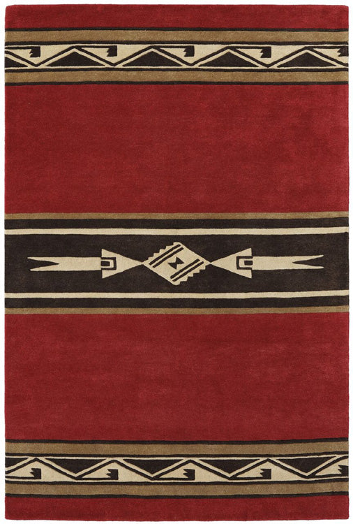 Pendleton Pueblo hand-tufted wool rug with red, black, and beige Southwest geometric patterns.