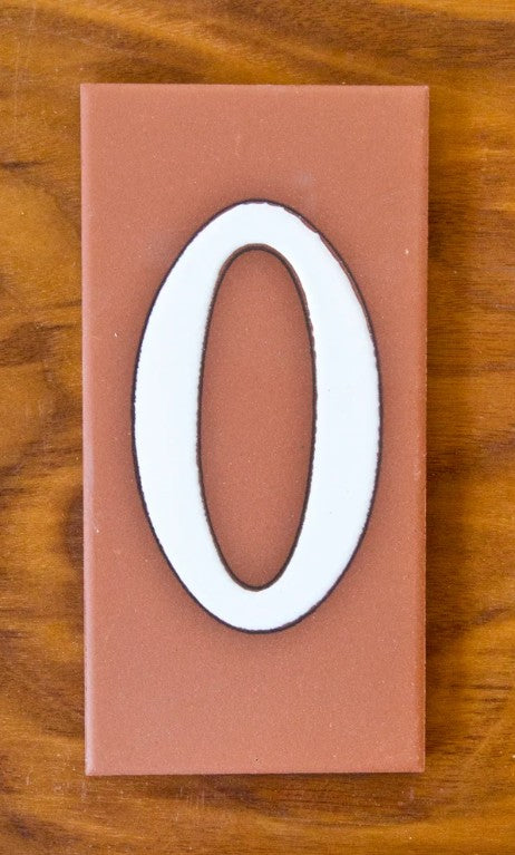 Plain White on Terracotta 3x6 Address Number Tiles
