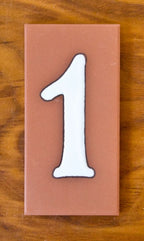Plain White on Terracotta 3x6 Address Number Tiles