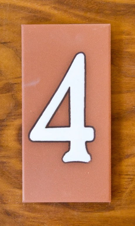 Plain White on Terracotta 3x6 Address Number Tiles