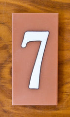 Plain White on Terracotta 3x6 Address Number Tiles