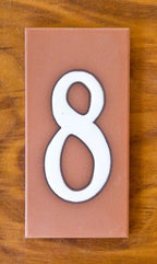 Plain White on Terracotta 3x6 Address Number Tiles