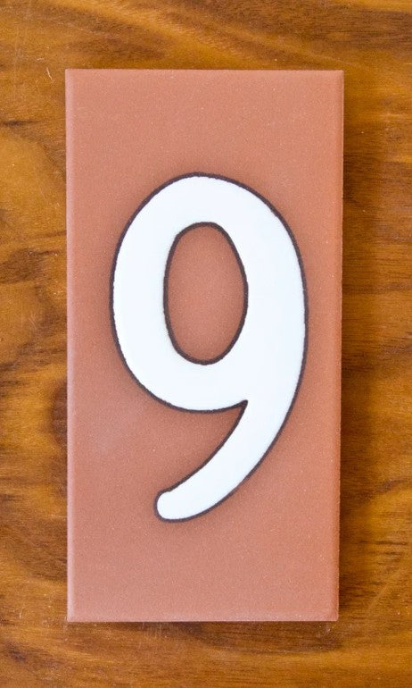 Plain White on Terracotta 3x6 Address Number Tiles