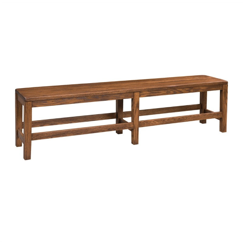 Teton Dining Bench in a warm brown wood finish with clean lines and a sturdy six-leg design.