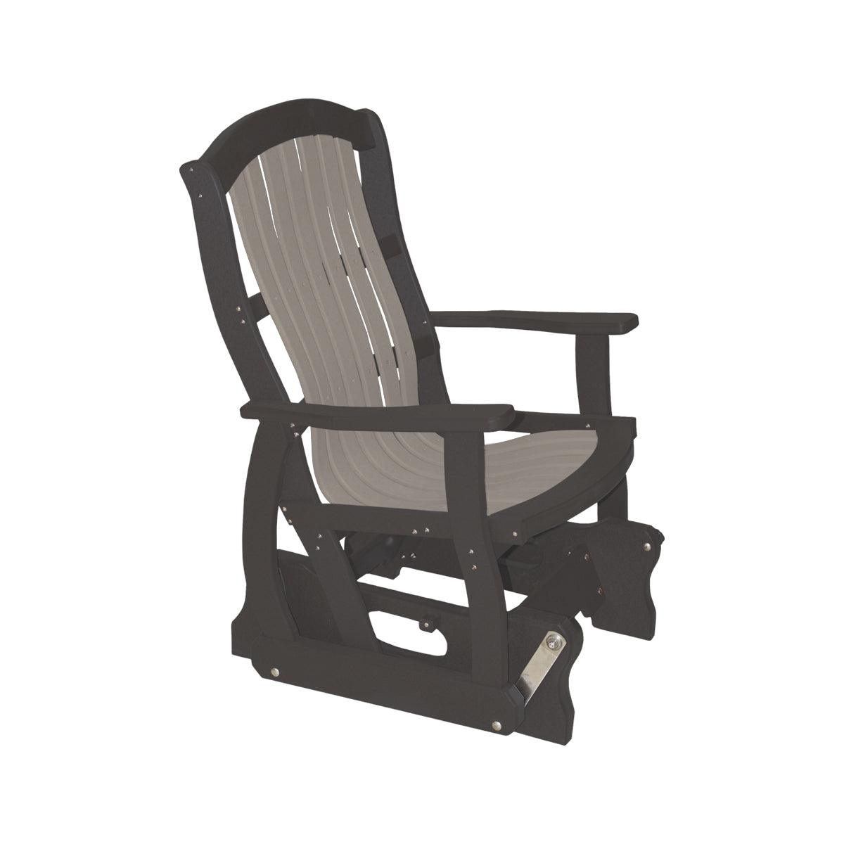 Classic Cottage Glider in two-tone dark grey and light grey poly lumber.