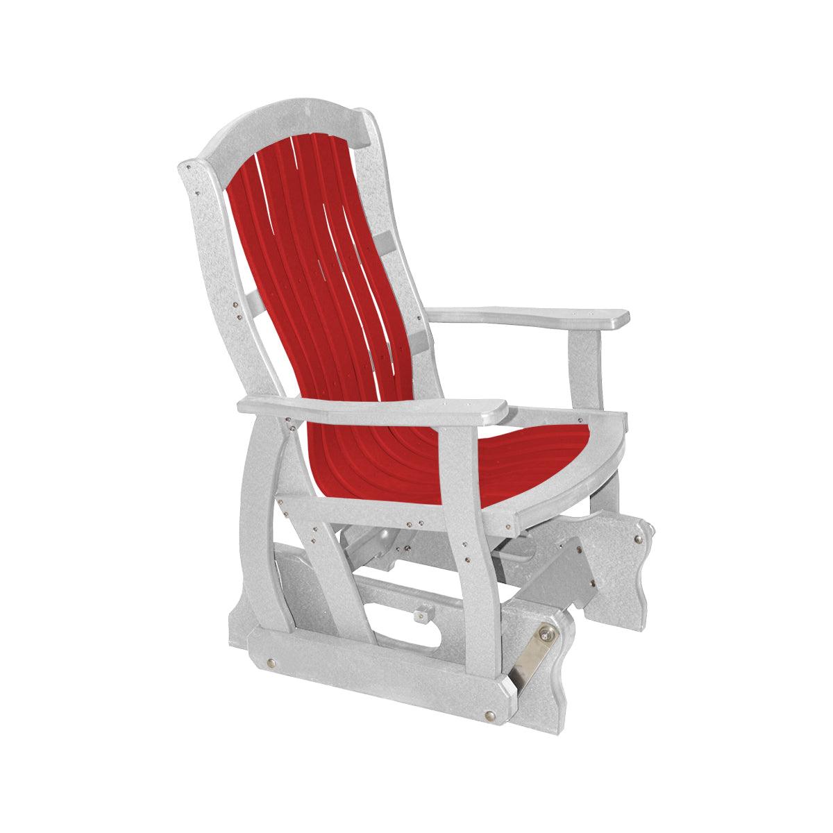 Classic Cottage Glider in red and grey poly lumber with a Craftsman style design.