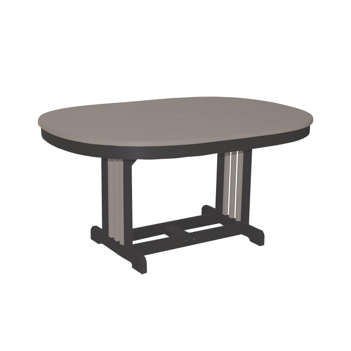 Oval Mission Table in grey and black recycled polylumber for outdoor dining