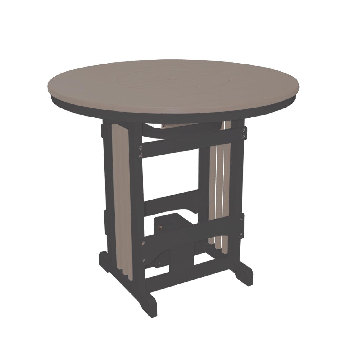 Round poly pub table with a tan top, black frame, and integrated party bowl lid.