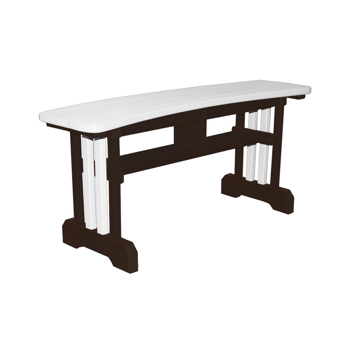 Craftsman style poly table bench with a white top and dark brown base.