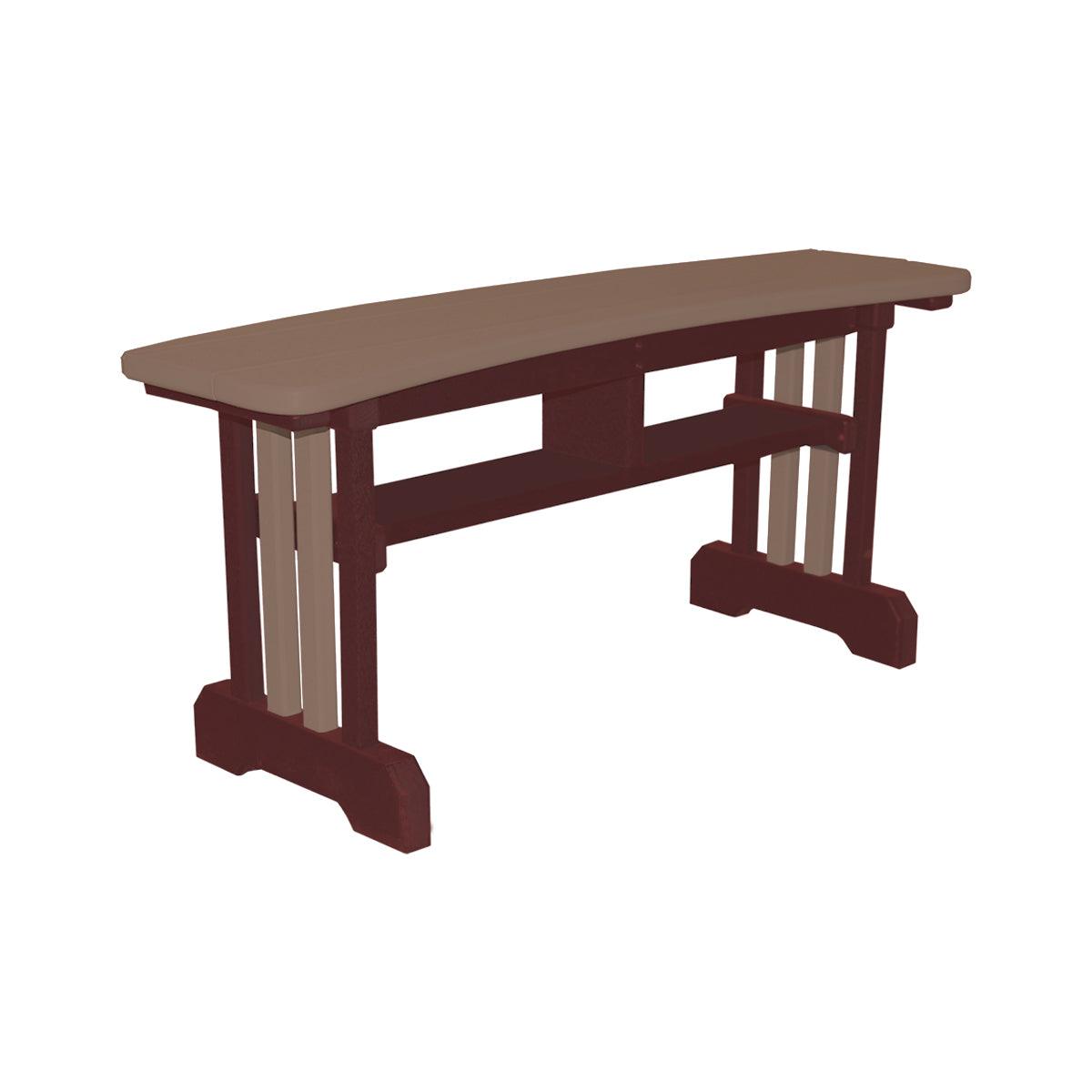 Two-tone brown and tan recycled poly outdoor table bench with Craftsman styling.
