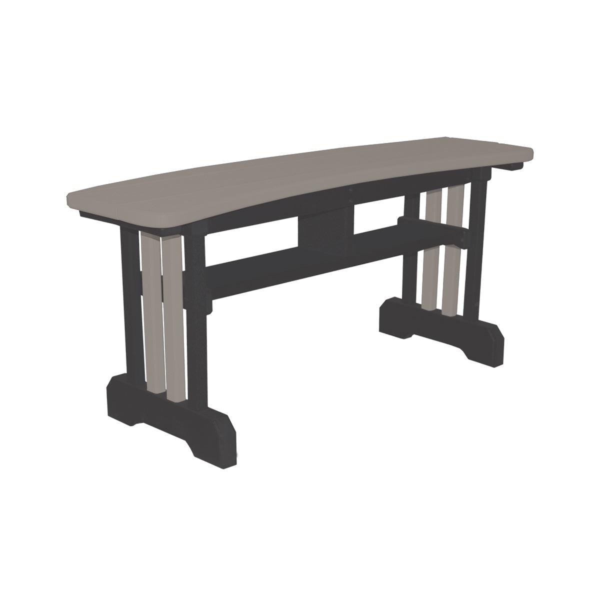 Craftsman style outdoor poly table bench in grey and black.