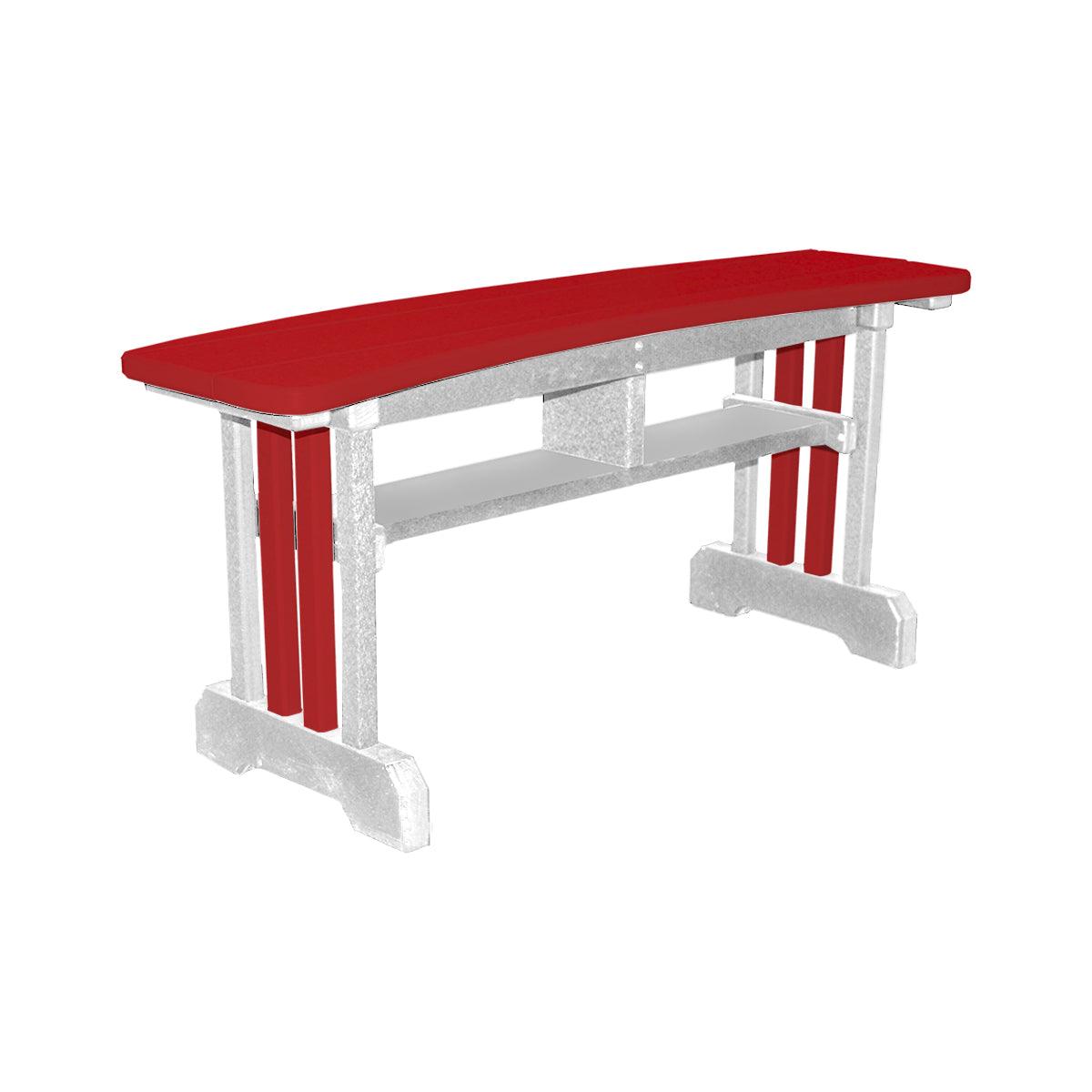 Red and white recycled poly outdoor table bench with Craftsman styling.