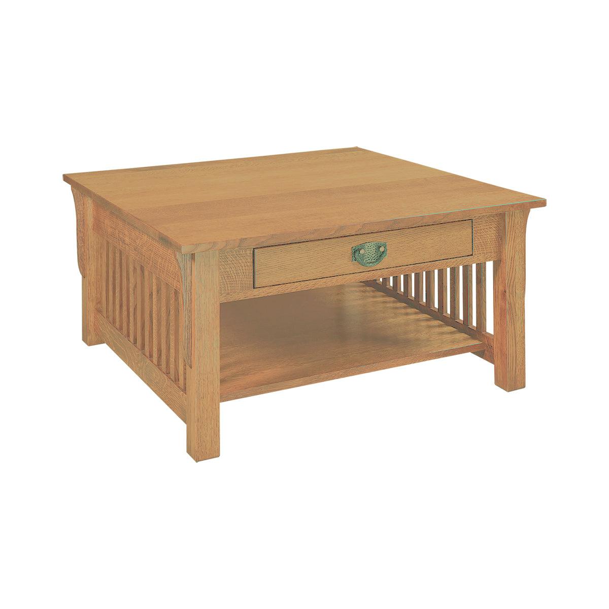 Prairie Mission Square Spindle Coffee Table with Drawer