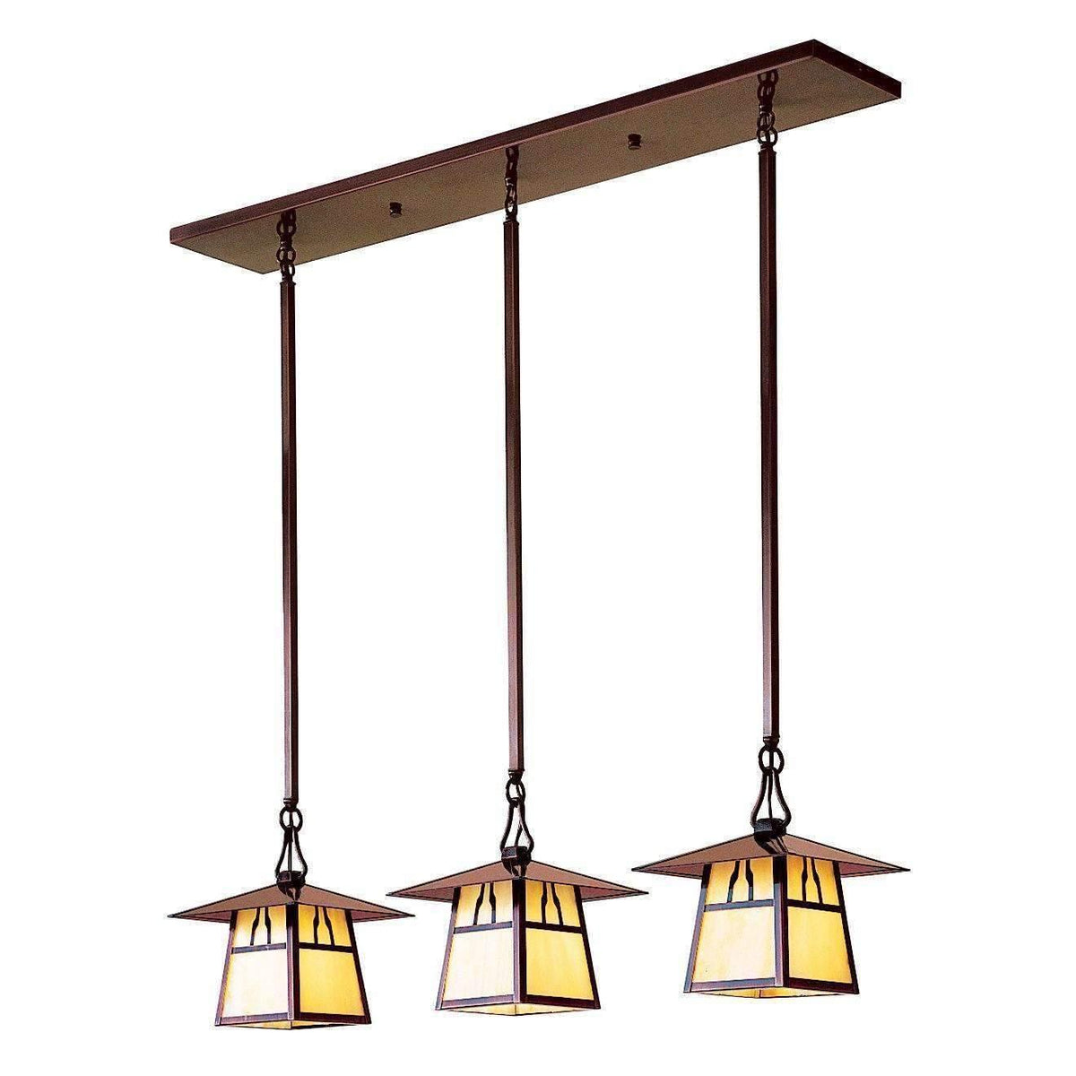 Carmel 3 Light in-Line Chandelier Interior Lighting Arroyo Craftsman