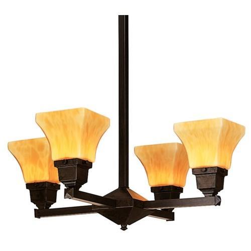 Ruskin 4 Light Chandelier- Shades Up Interior Lighting Arroyo Craftsman