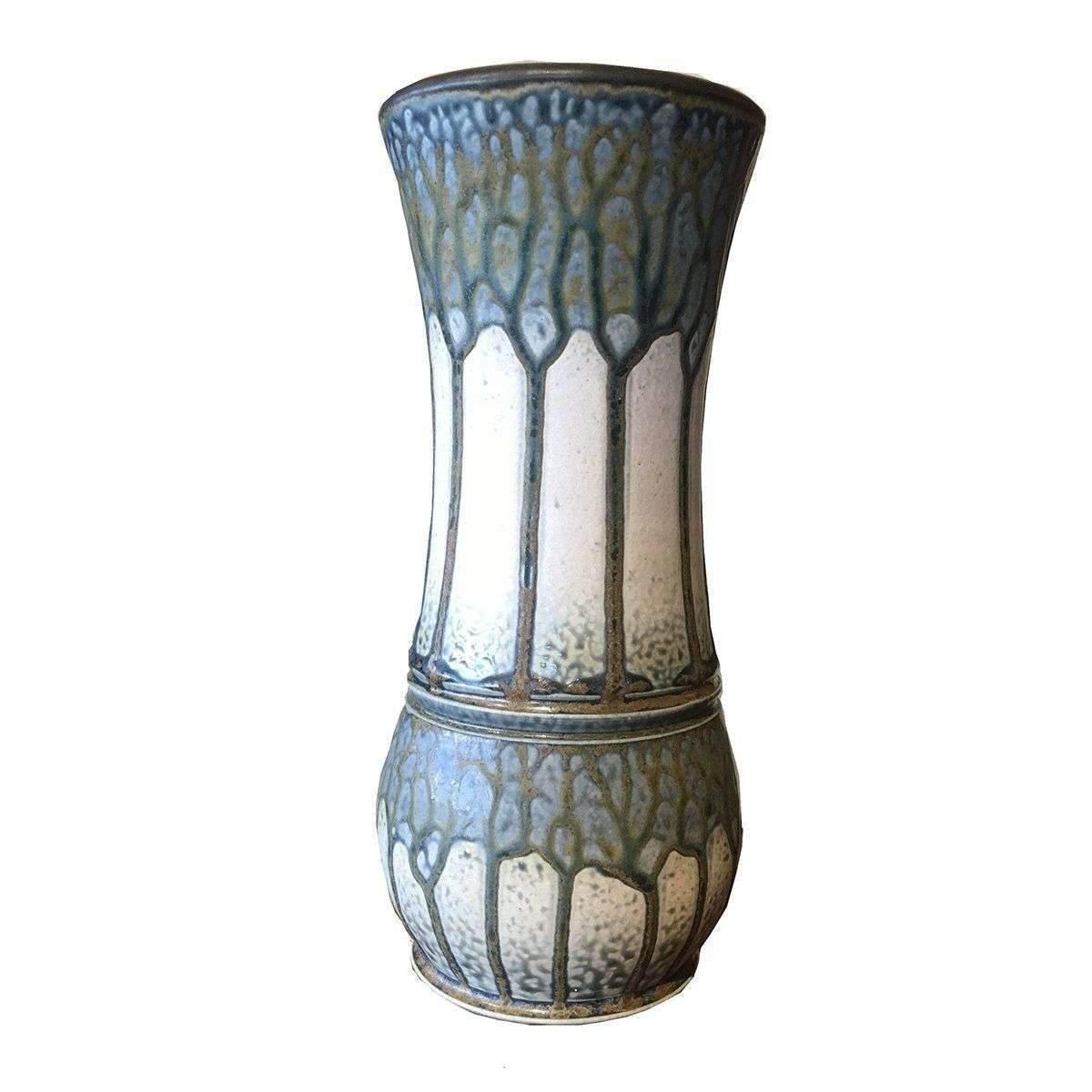 Large Ceramic Flask-Blue Decor Frank Stofan 