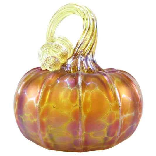Blown Glass Pumpkin in Gold Ruby Gifts Furnace Glass Works Large 
