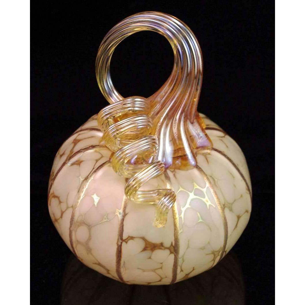 Blown Glass Pumpkin in Ivory Gifts Furnace Glass Works Large 