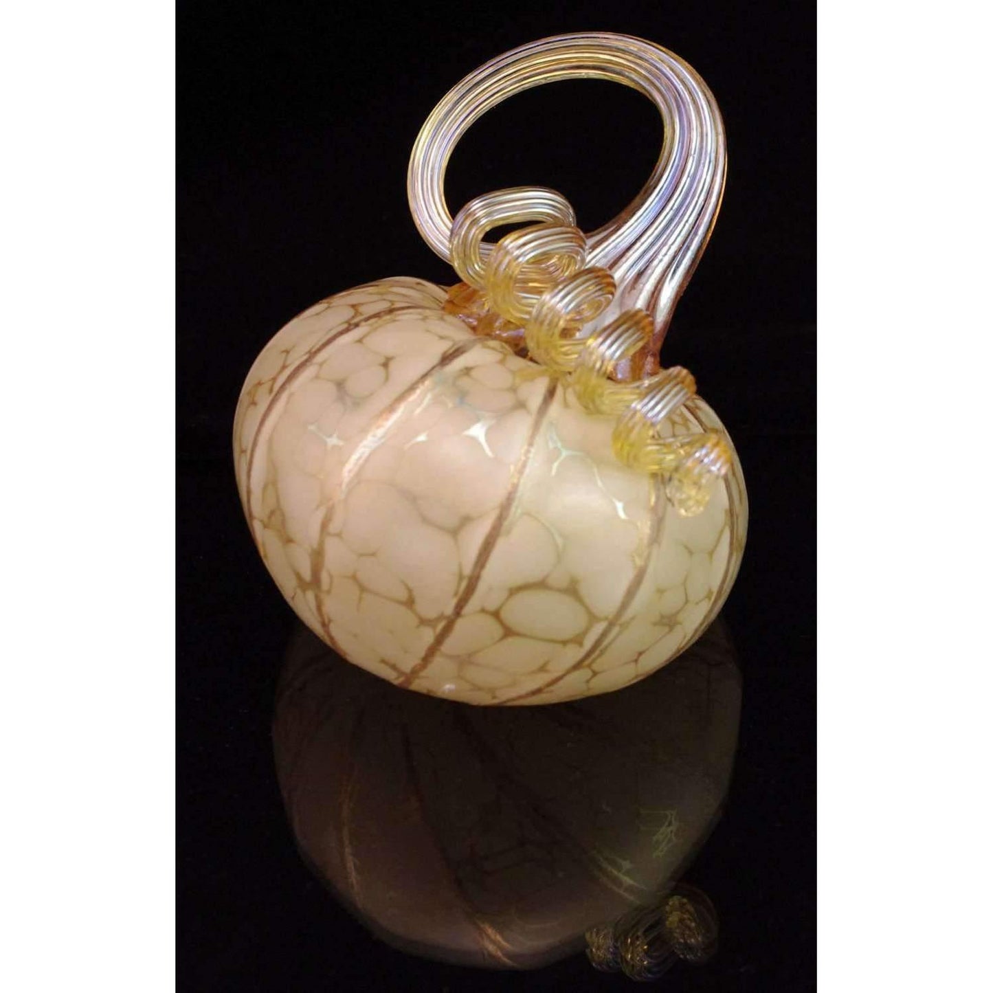 Tilted Blown Glass Pumpkin in Ivory Gifts Furnace Glass Works Regular 