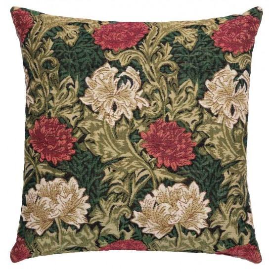 William Morris Chrysanthemum Green Tapestry Pillow- 18 inch square Throw Pillows Hines 
