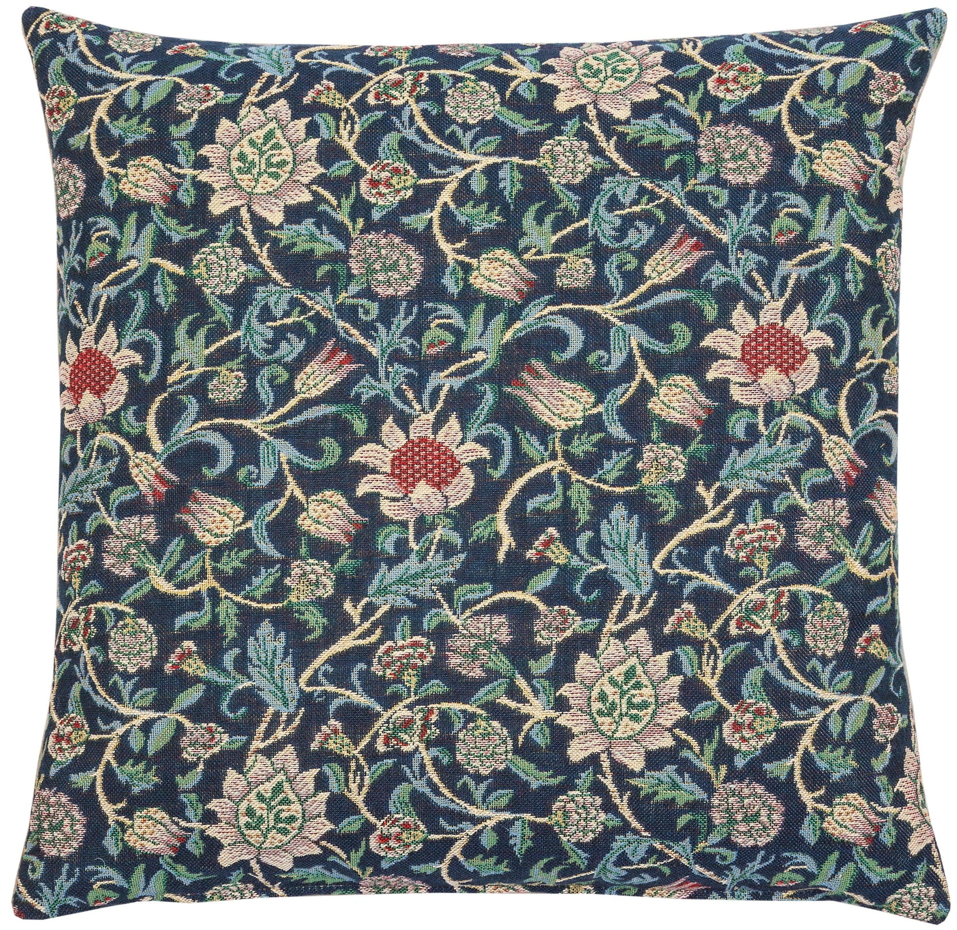 William Morris Evenlode Blue Blue Tapestry Pillow Throw Pillows Hines 13 inch square 
