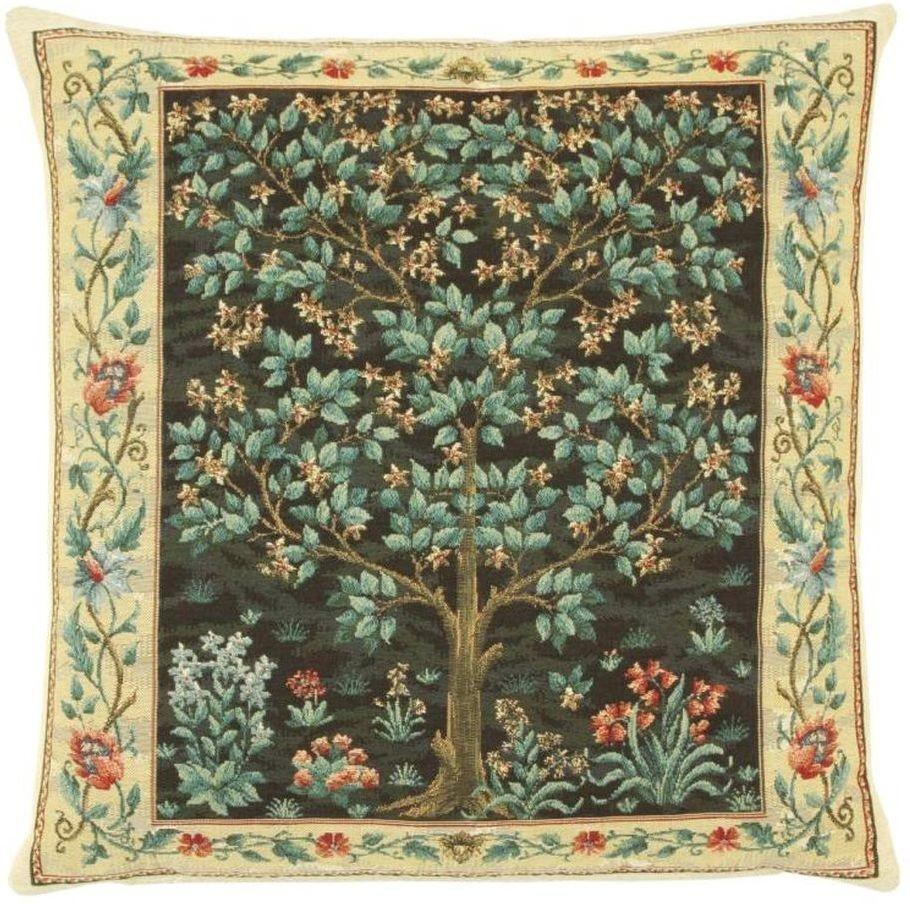 William Morris Tree of Life Black Tapestry Pillow Throw Pillows Hines 13 inch square 