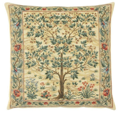 William Morris Tree of Life Cream Tapestry Pillow Throw Pillows Hines 13 inch square 