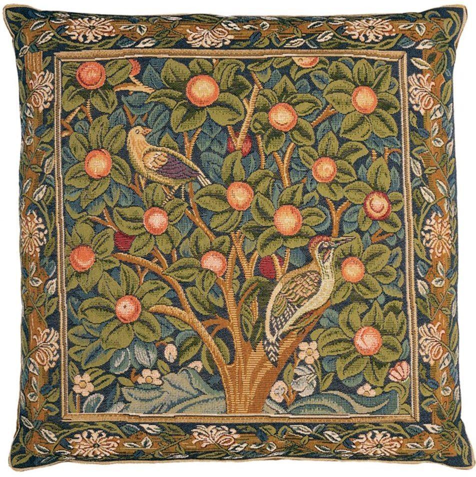 William Morris Woodpecker Tapestry Pillow Throw Pillows Hines 13 inch square 
