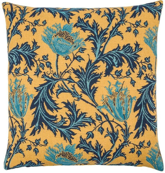 William Morris Anemone Gold Tapestry Pillow Throw Pillows Hines 13 inch square 
