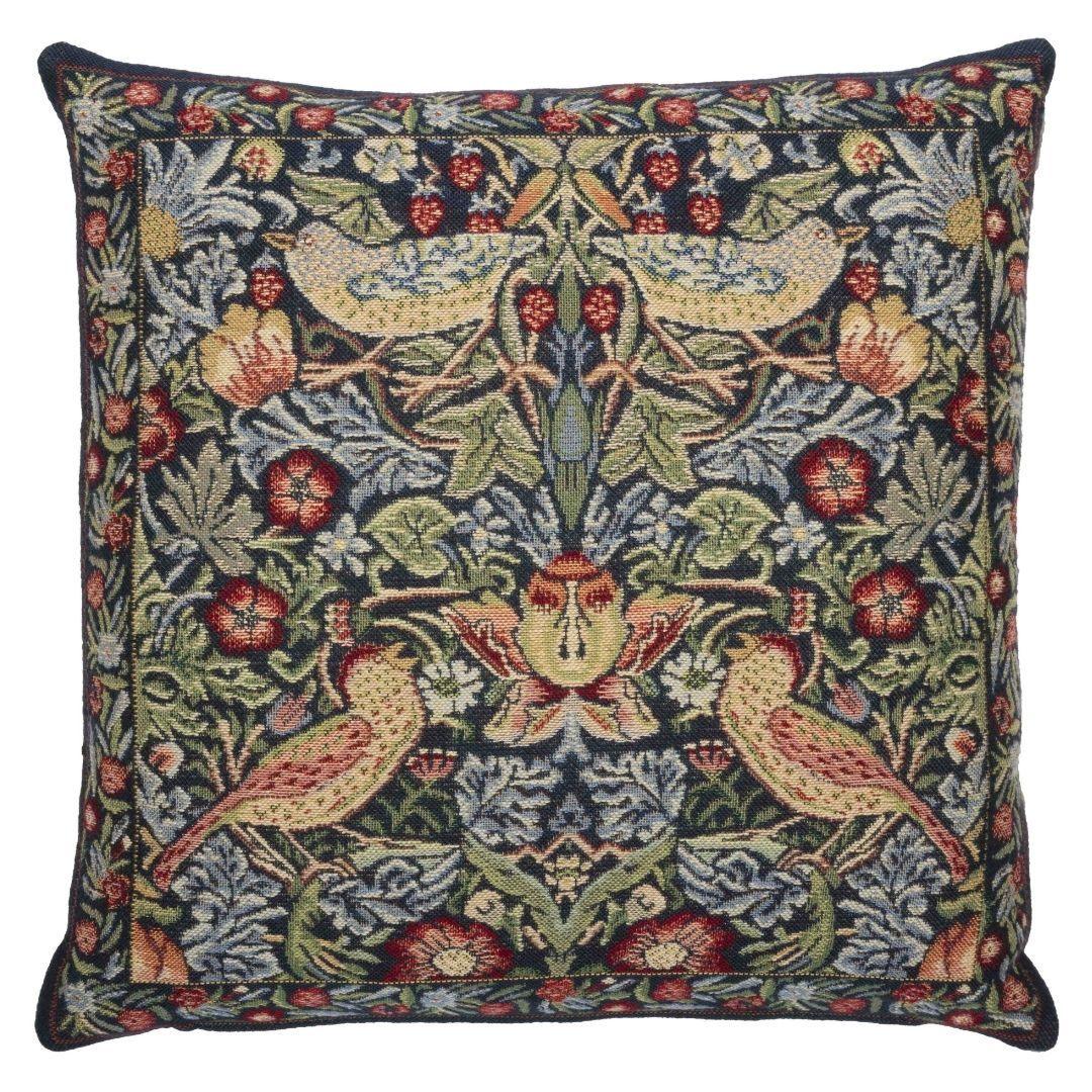 William Morris Strawberry Thief Blue Tapestry Pillow Throw Pillows Hines 