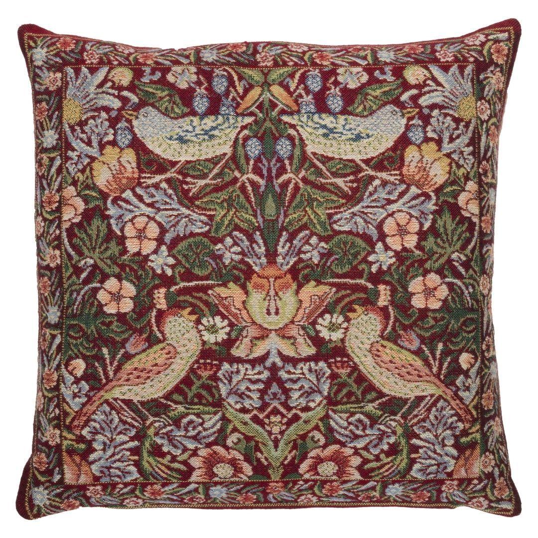 William Morris Strawberry Thief Red Tapestry Pillow Throw Pillows Hines 