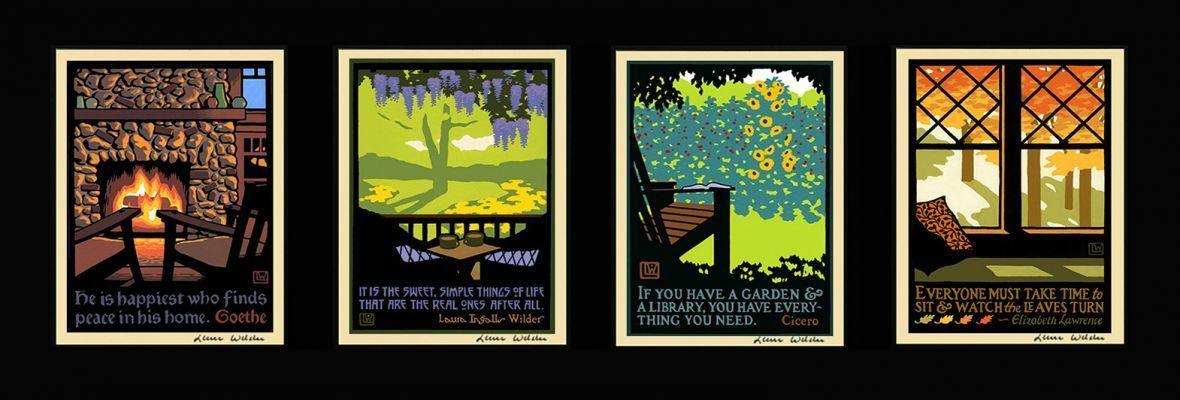 Laura Wilder American Bungalow Four Seasons Square Print Set Decor Laura Wilder 
