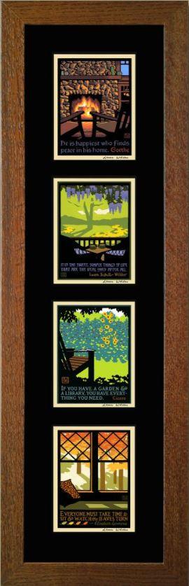 Laura Wilder American Bungalow Four Seasons Vertical Print Set Decor Laura Wilder Mini Print Set Framed 