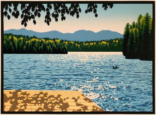 Laura Wilder Lake View II Print Decor Laura Wilder Block Print Unframed 