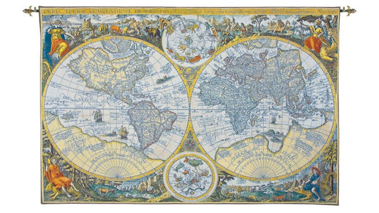 Old World Map Woven Tapestry