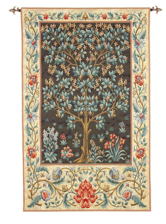 William Morris Tree of Life Woven Tapestry- Black