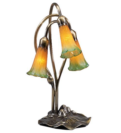 3 Light Pond Lily Accent Lamp Lamps Meyda Amber/Green 